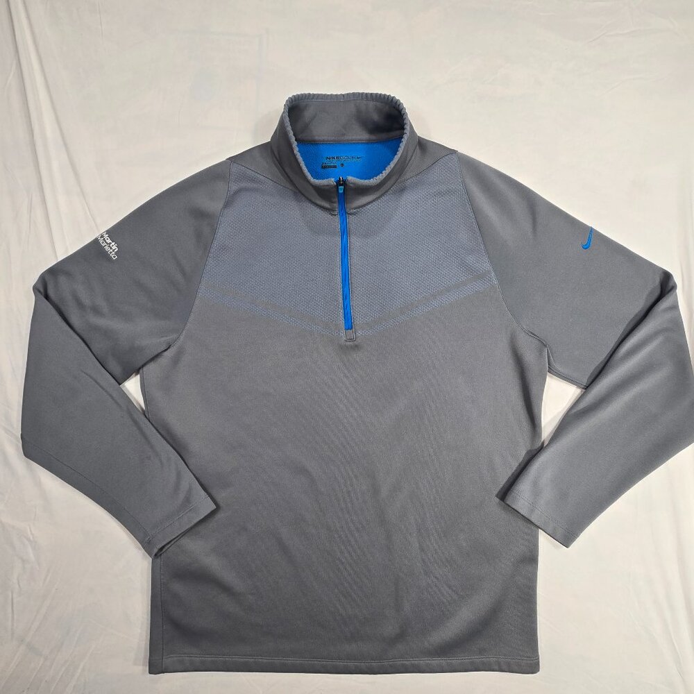 Nike Golf Dri-FIT Pullover 1/4 Zip Mens Sz Large Gray/Blue Martin‎ Marietta Logo